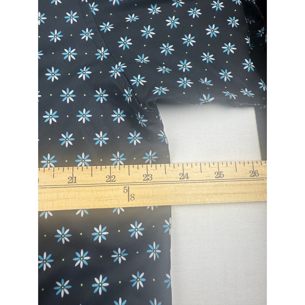 FootJoy Golf Polo Large Black Blue Floral Daisy Moorhead Country Club Logo - Picture 4 of 6